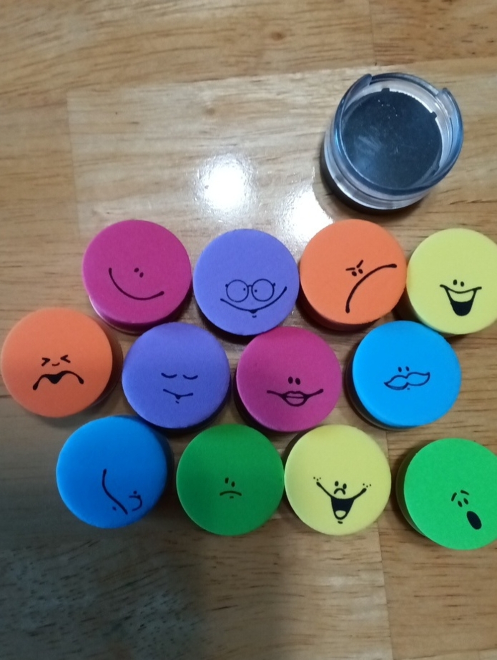 Assorted Color Kids Smile Face Foam Stampers - Multicolor Set